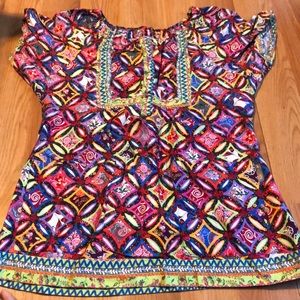 Koi patterned cinched back scrub top